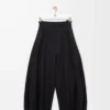 Pantalones drapeados de algodón y seda Negro Pantalones drapeados de algodón y seda Negro