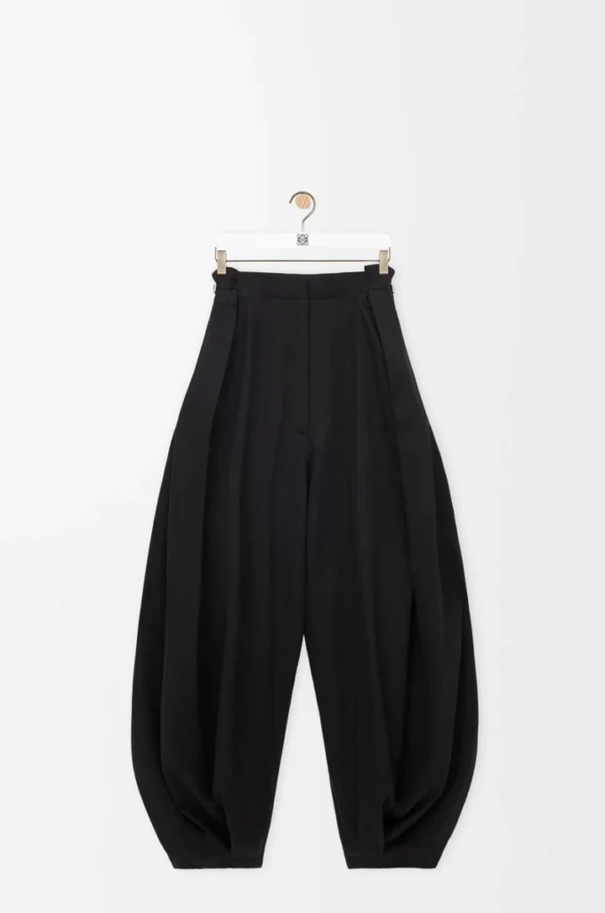 Pantalones drapeados de algodón y seda Negro Pantalones drapeados de algodón y seda Negro