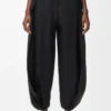 Pantalones drapeados de algodón y seda Negro Pantalones drapeados de algodón y seda Negro