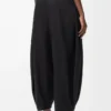 Pantalones drapeados de algodón y seda Negro Pantalones drapeados de algodón y seda Negro