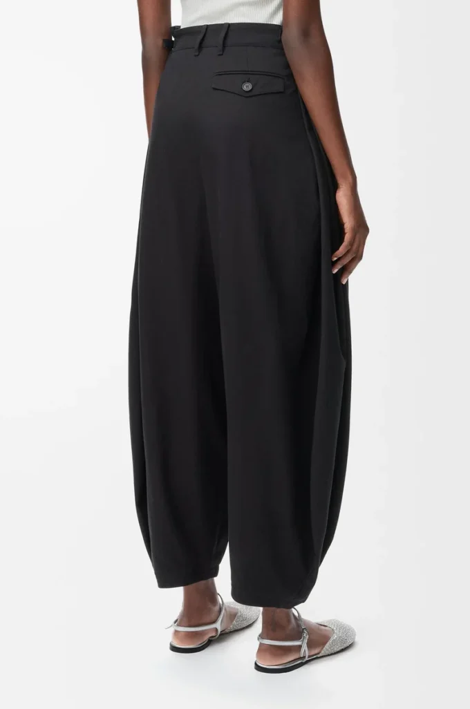 Pantalones drapeados de algodón y seda Negro Pantalones drapeados de algodón y seda Negro