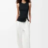 Pantalones en mezcla de viscosa elástica. Blanco Pantalones en mezcla de viscosa elástica. Blanco
