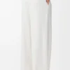 Pantalones en mezcla de viscosa elástica. Blanco Pantalones en mezcla de viscosa elástica. Blanco