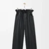 Pantalones flamenco de piel de cordero napa Negro