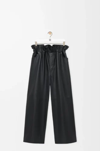 Pantalones flamenco de piel de cordero napa Negro