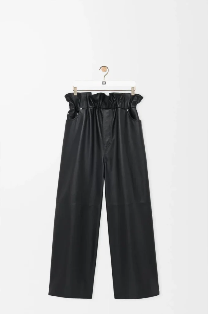 Pantalones flamenco de piel de cordero napa Negro