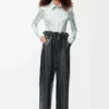 Pantalones flamenco de piel de cordero napa Negro