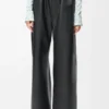 Pantalones flamenco de piel de cordero napa Negro