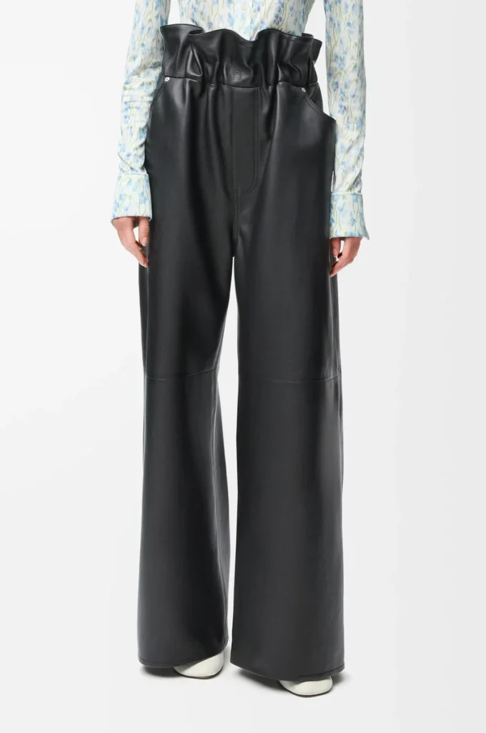 Pantalones flamenco de piel de cordero napa Negro