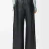 Pantalones flamenco de piel de cordero napa Negro