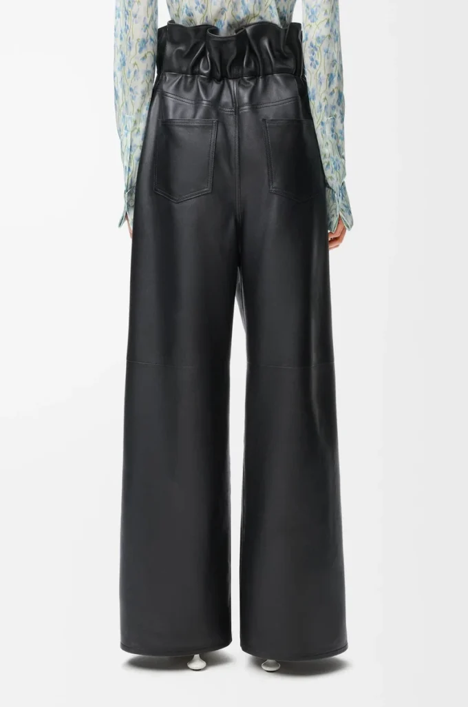 Pantalones flamenco de piel de cordero napa Negro