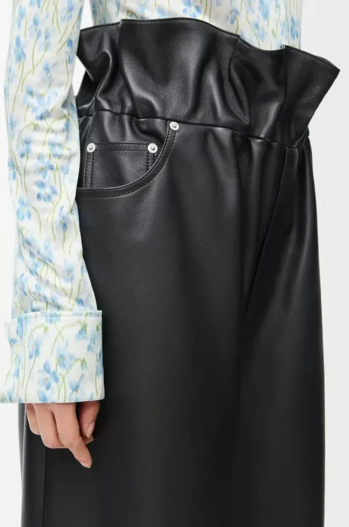 Pantalones flamenco de piel de cordero napa Negro