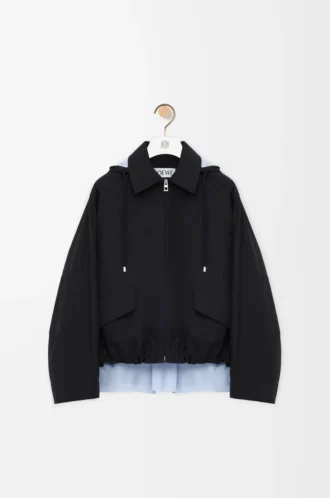 Parka con capucha de algodón Negro