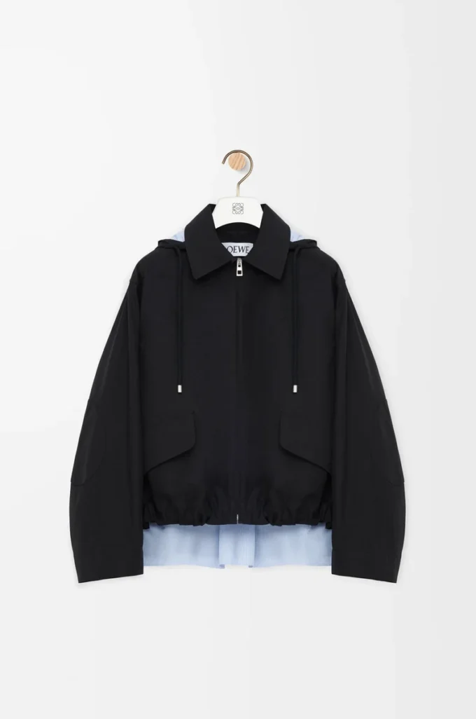 Parka con capucha de algodón Negro Parka con capucha de algodón Negro