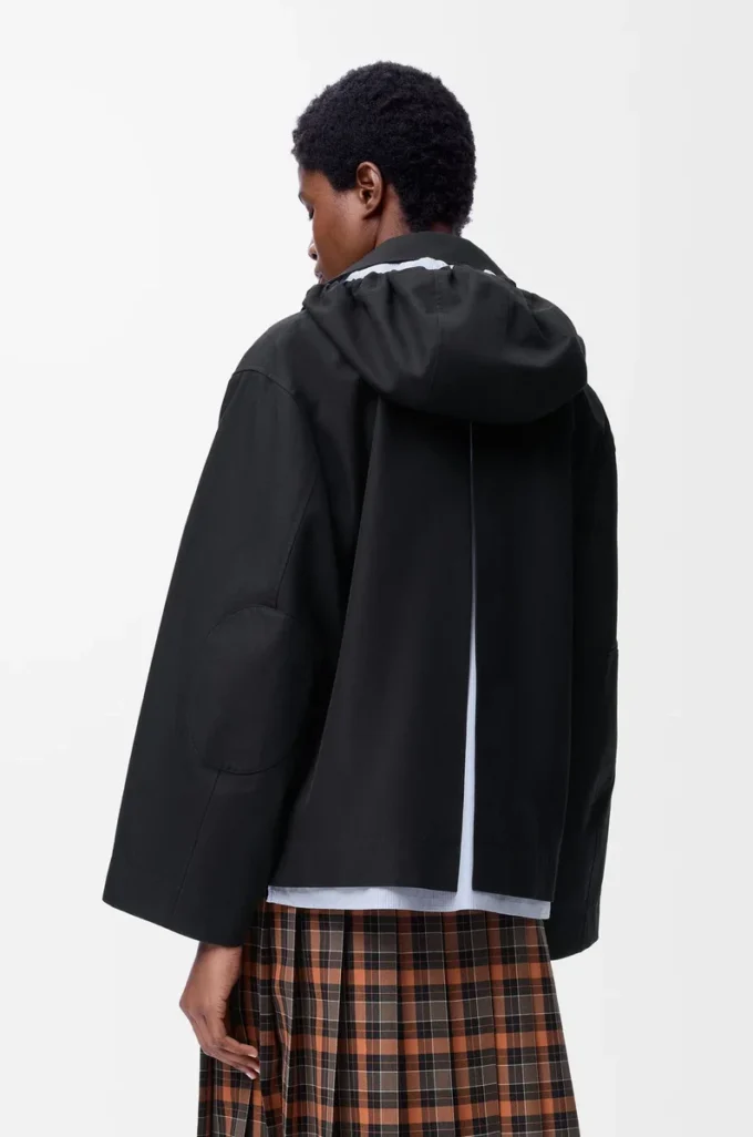 Parka con capucha de algodón Negro Parka con capucha de algodón Negro