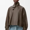 Parka corta de piel de becerro napa Verde oscuro Parka corta de piel de becerro napa Verde oscuro