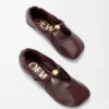 Pebble Bailarina suave de piel de cordero napa Burdeos Pebble Bailarina suave de piel de cordero napa Burdeos