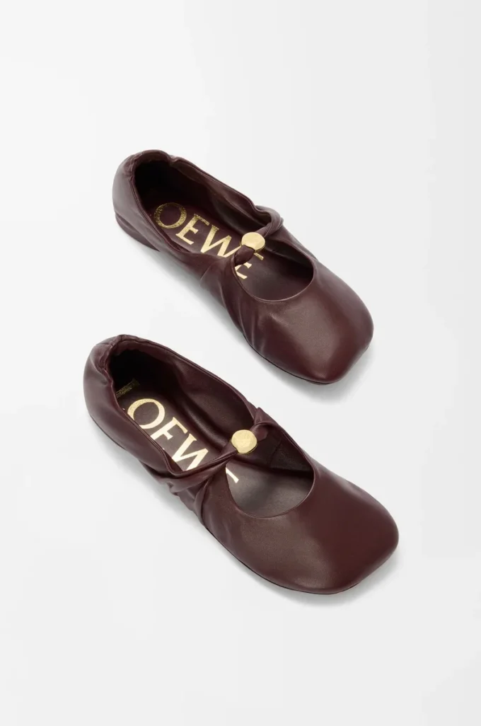 Pebble Bailarina suave de piel de cordero napa Burdeos Pebble Bailarina suave de piel de cordero napa Burdeos
