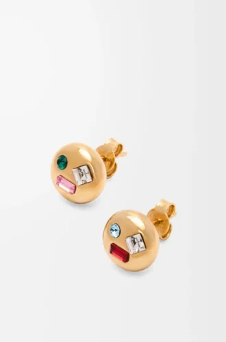 Pendientes Anagram Pebble en plata de ley y cristales Oro/Rojo