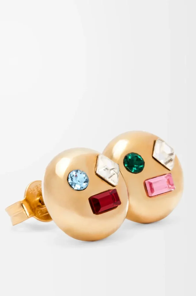 Pendientes Anagram Pebble en plata de ley y cristales Oro/Rojo Pendientes Anagram Pebble en plata de ley y cristales Oro/Rojo