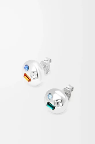 Pendientes Anagram Pebble en plata de ley y cristales Plata/Verde