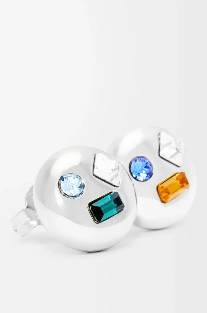 Pendientes Anagram Pebble en plata de ley y cristales Plata/Verde Pendientes Anagram Pebble en plata de ley y cristales Plata/Verde