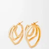 Pendientes de aro apilados en plata de ley y esmalte Oro/Marfil Pendientes de aro apilados en plata de ley y esmalte Oro/Marfil