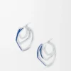 Pendientes de aro apilados en plata de ley y esmalte Plata/Azul Pendientes de aro apilados en plata de ley y esmalte Plata/Azul