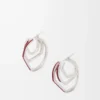 Pendientes de aro apilados en plata de ley y esmalte Plata/Burdeos Pendientes de aro apilados en plata de ley y esmalte Plata/Burdeos