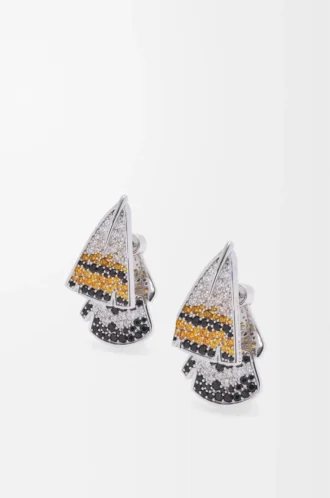 Pendientes de plumas en plata de ley y cristales Plata/Naranja