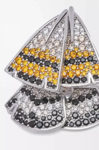 Pendientes de plumas en plata de ley y cristales Plata/Naranja