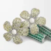 Pendientes Flor en plata de ley y cristales Plata/Amarillo Pendientes Flor en plata de ley y cristales Plata/Amarillo
