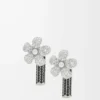Pendientes Flor en plata de ley y cristales Plata/Transparente Pendientes Flor en plata de ley y cristales Plata/Transparente