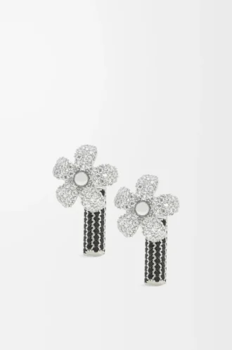 Pendientes Flor en plata de ley y cristales Plata/Transparente