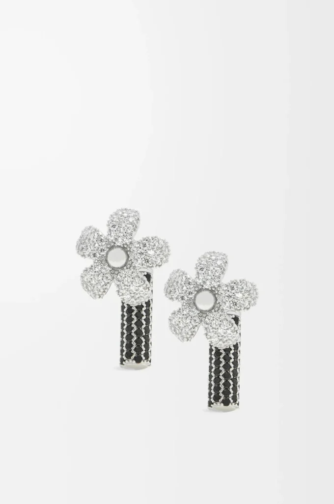 Pendientes Flor en plata de ley y cristales Plata/Transparente Pendientes Flor en plata de ley y cristales Plata/Transparente