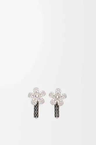 Pendientes Flor en plata de ley y cristales Plata/Transparente