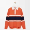 Polo de manga larga de algodón Naranja/Azul marino