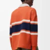 Polo de manga larga de algodón Naranja/Azul marino