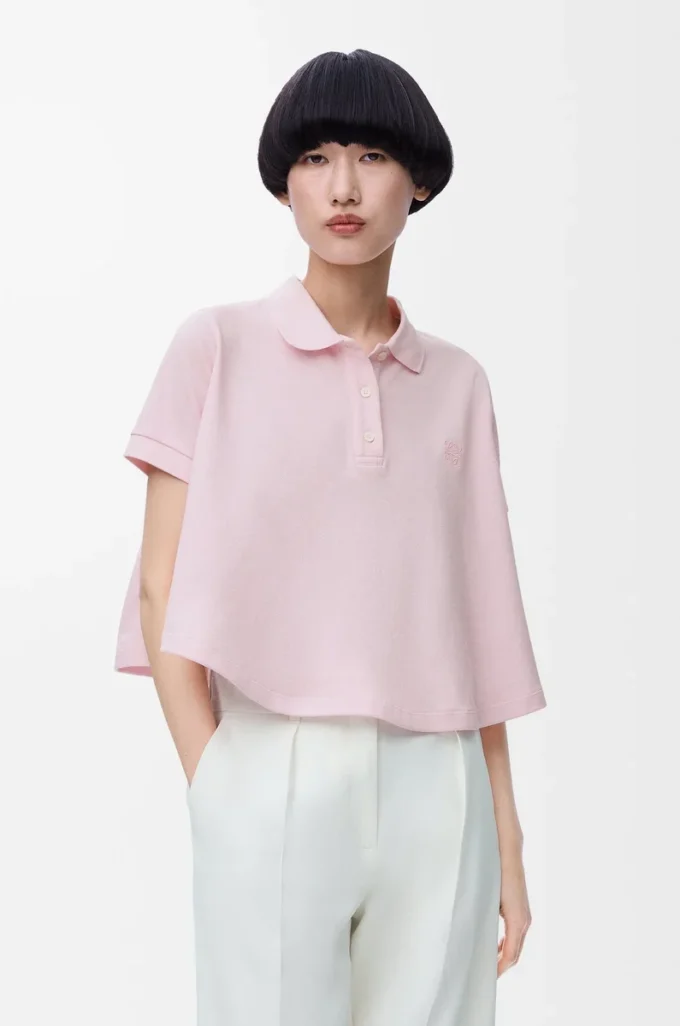 Polo trapecio de algodón rosa claro Polo trapecio de algodón rosa claro