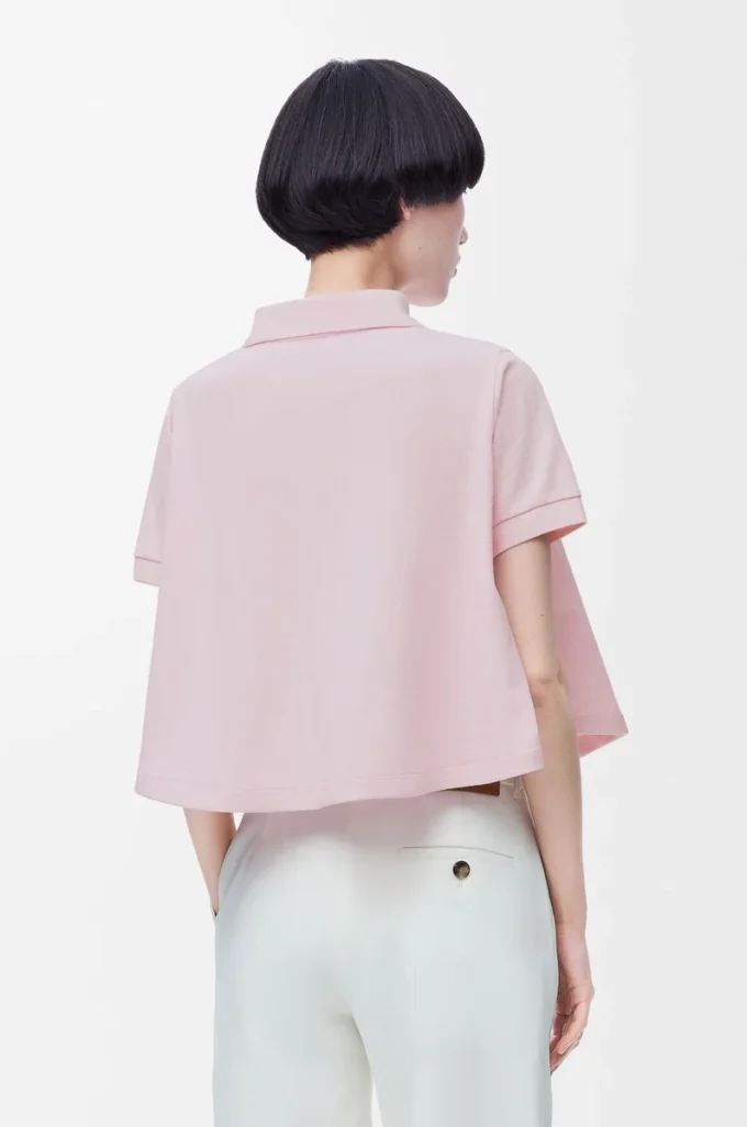 Polo trapecio de algodón rosa claro Polo trapecio de algodón rosa claro