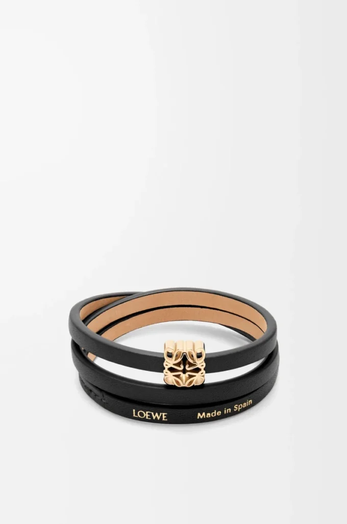 Pulsera Anagram Bombé twist en piel de becerro Negro Pulsera Anagram Bombé twist en piel de becerro Negro