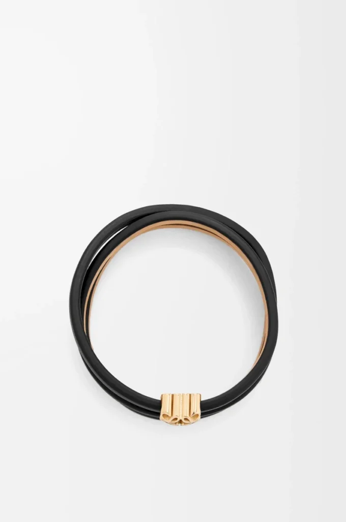 Pulsera Anagram Bombé twist en piel de becerro Negro Pulsera Anagram Bombé twist en piel de becerro Negro