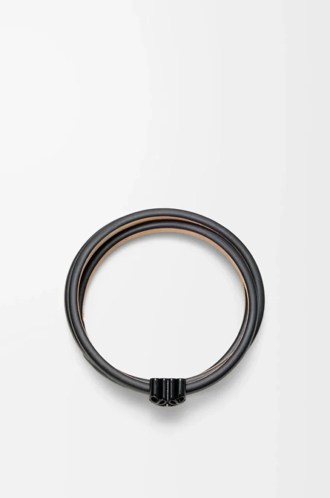 Pulsera Anagram Bombé twist en piel de becerro Negro Pulsera Anagram Bombé twist en piel de becerro Negro