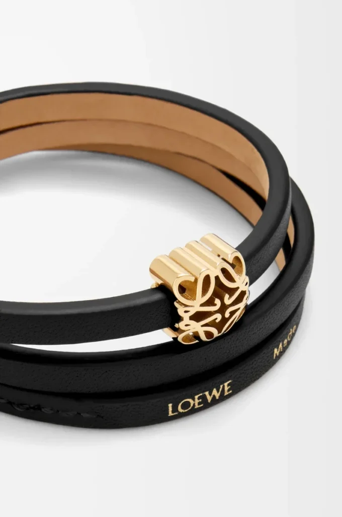 Pulsera Anagram Bombé twist en piel de becerro Negro Pulsera Anagram Bombé twist en piel de becerro Negro
