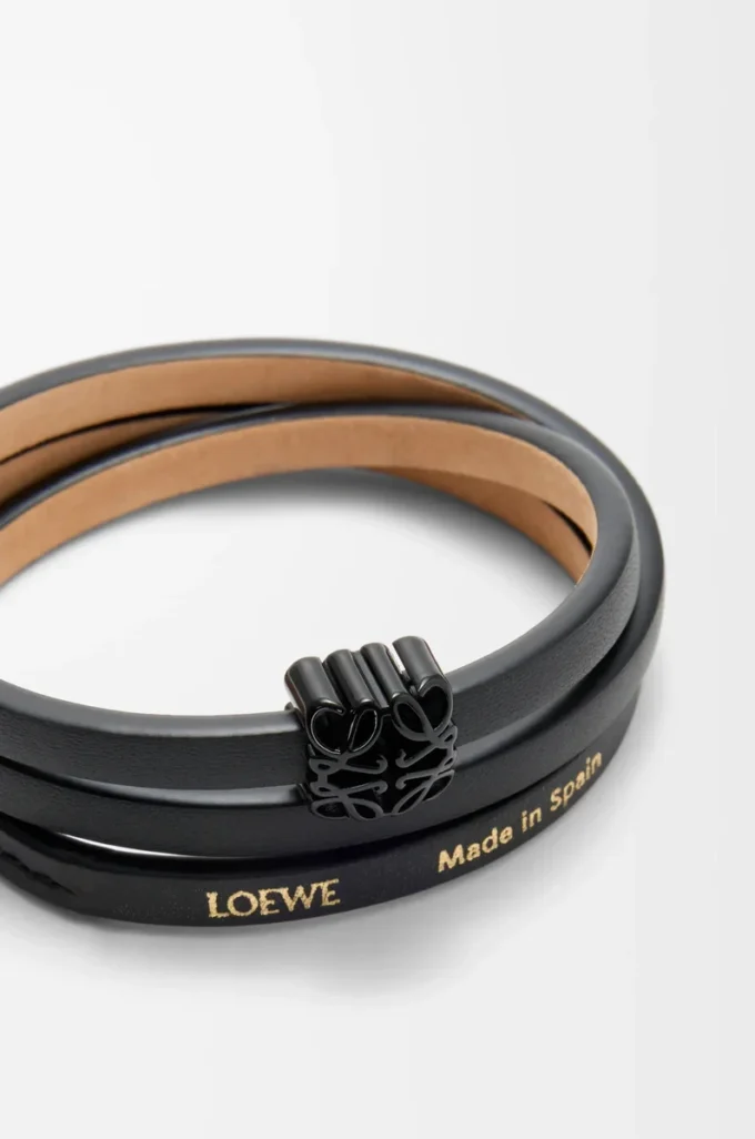Pulsera Anagram Bombé twist en piel de becerro Negro Pulsera Anagram Bombé twist en piel de becerro Negro