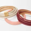 Pulsera doble trenzada en piel de becerro Light Ghost/Burgundy Pulsera doble trenzada en piel de becerro Light Ghost/Burgundy