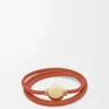 Pulsera Pebble de piel de becerro naranja/dorada Pulsera Pebble de piel de becerro naranja/dorada