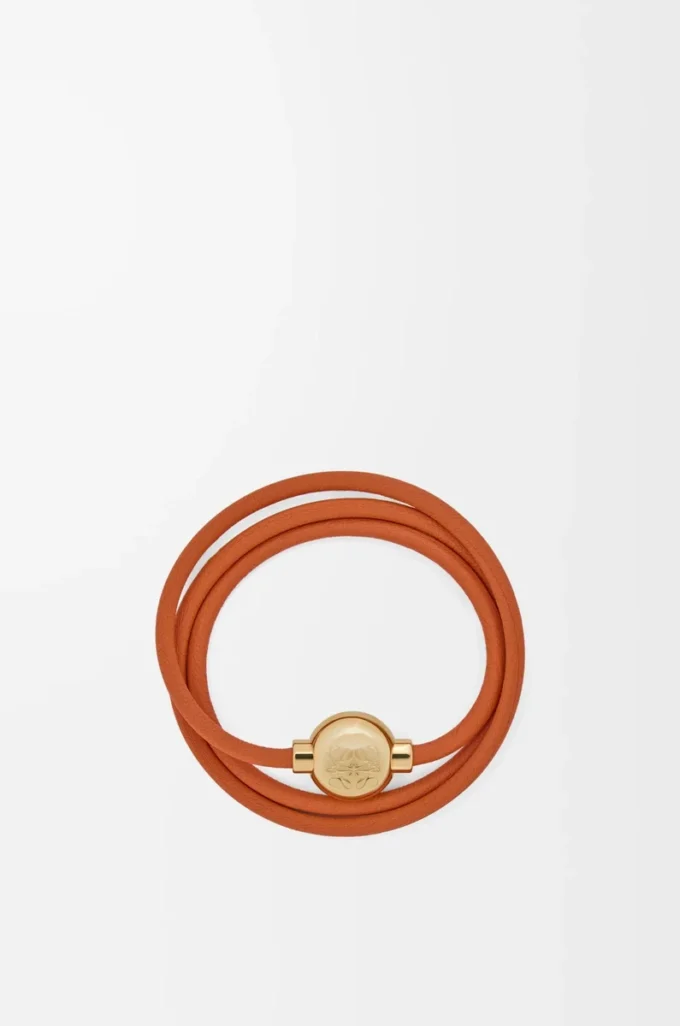 Pulsera Pebble de piel de becerro naranja/dorada Pulsera Pebble de piel de becerro naranja/dorada