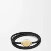 Pulsera Pebble en piel de becerro negro/dorado Pulsera Pebble en piel de becerro negro/dorado