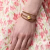 Pulsera Pebble en piel de becerro Warm Desert/Gold Pulsera Pebble en piel de becerro Warm Desert/Gold